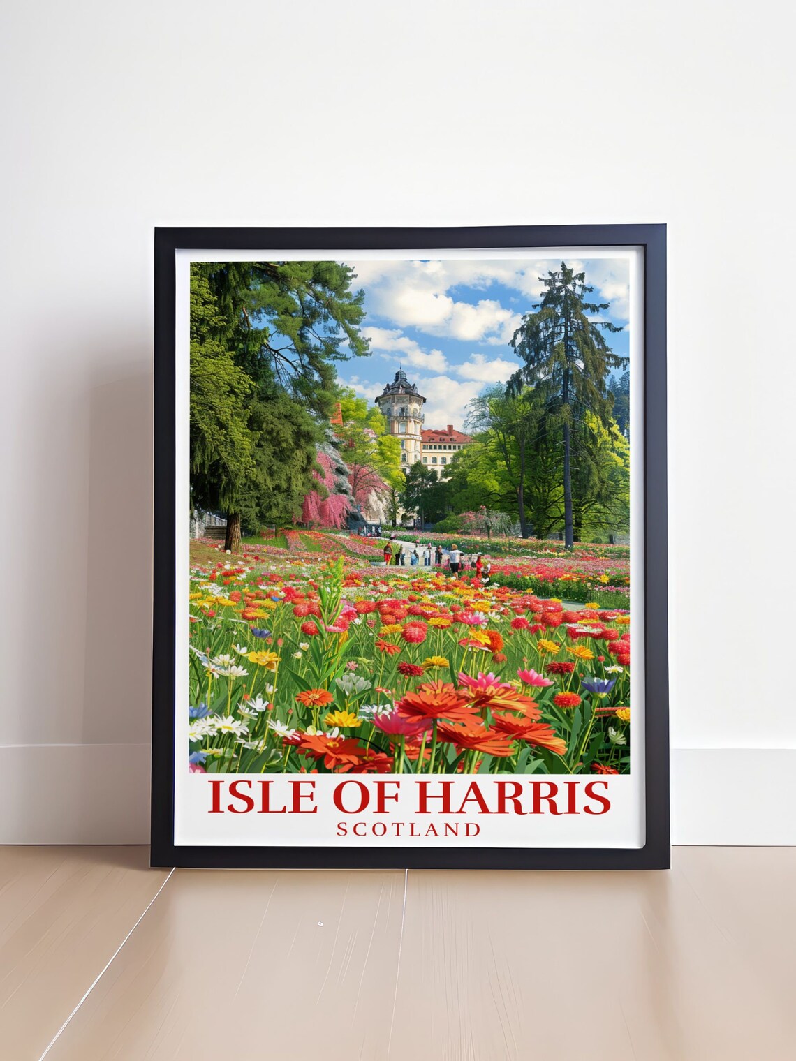 Harris Wildflower Garden Grand Castle Among Tall Pines Scotland Poster - Image 4
