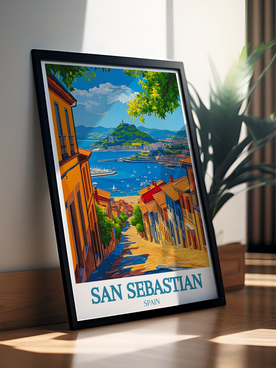 San Sebastian Old Town Street Leading To Marina Spain Travel Poster - Image 2