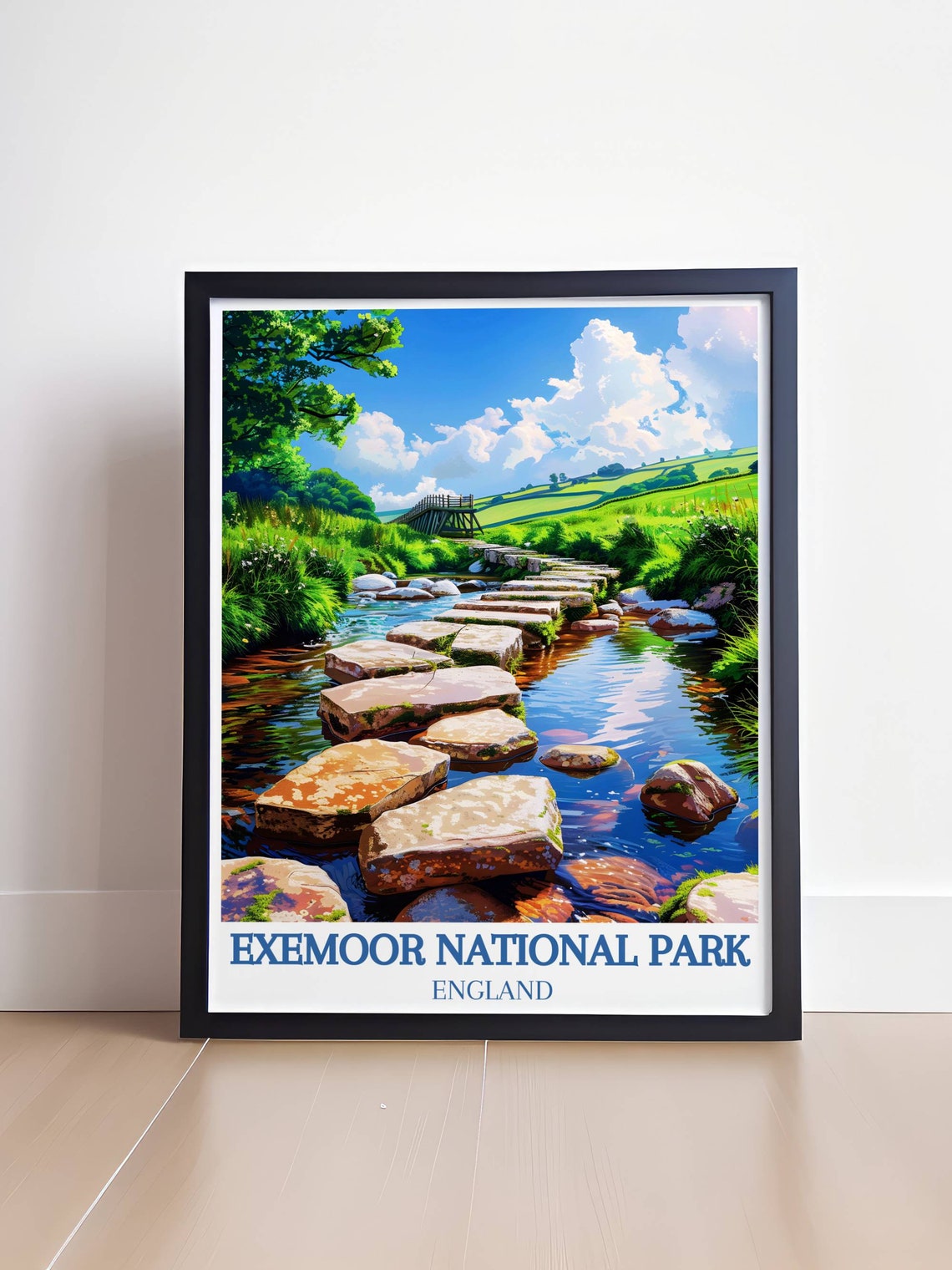 Exmoor National Park Stepping Stones Over a Woodland Stream Poster - Image 4