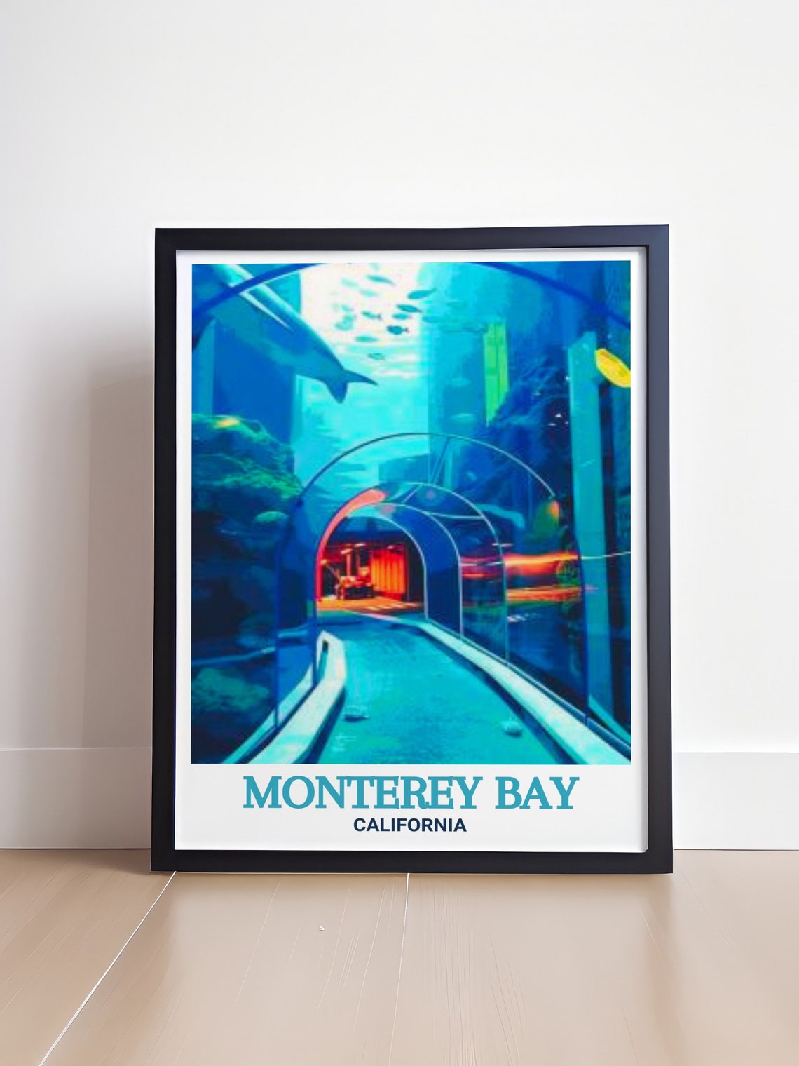 Monterey Bay California Aquarium Underwater Tunnel Shark Travel Poster - Image 4