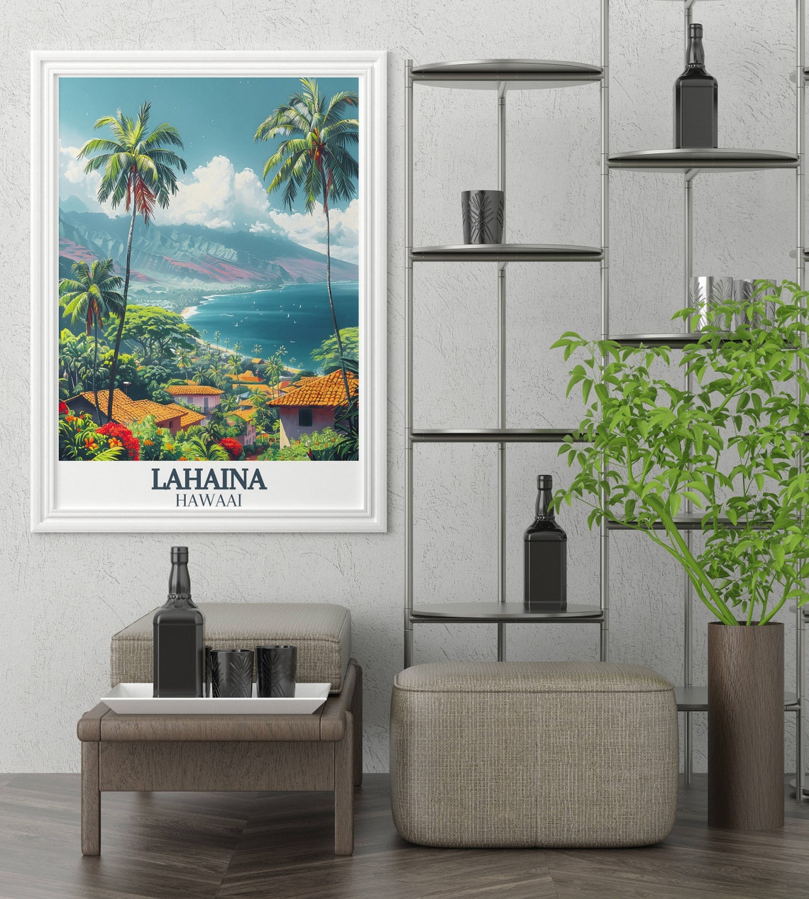 Lahaina Hawaii Tropical Coast Palm Trees Daytime View Poster - Image 2