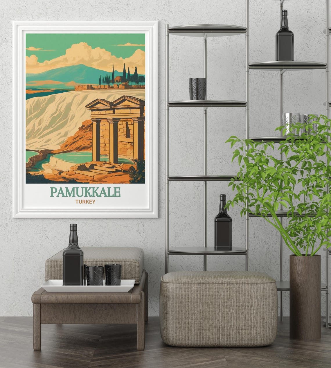 Pamukkale Turkey Vintage Travel Poster With Travertine Terraces - Image 2