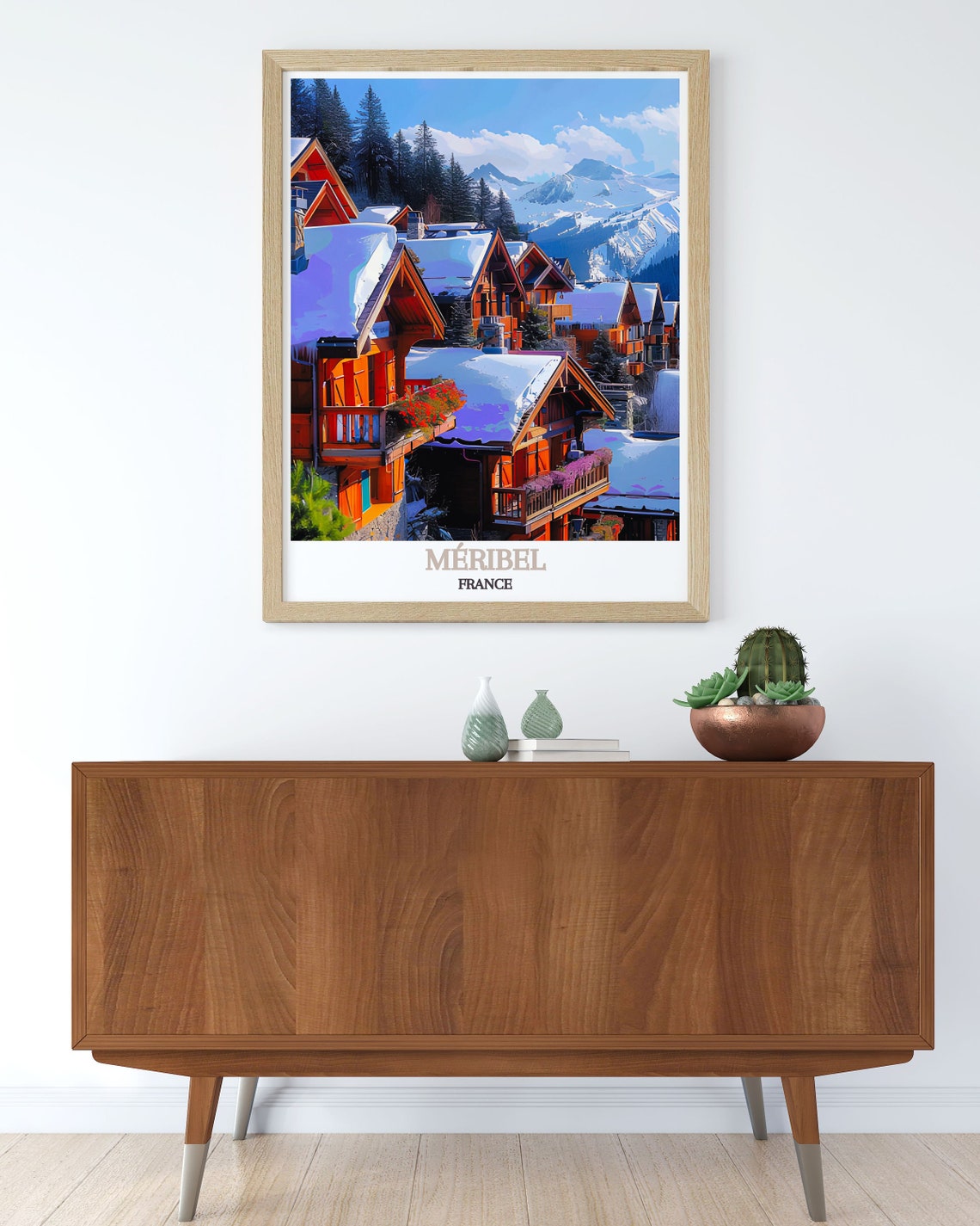 Meribel Alpine Village Snowy Chalets Mountain Retreat Poster - Image 2