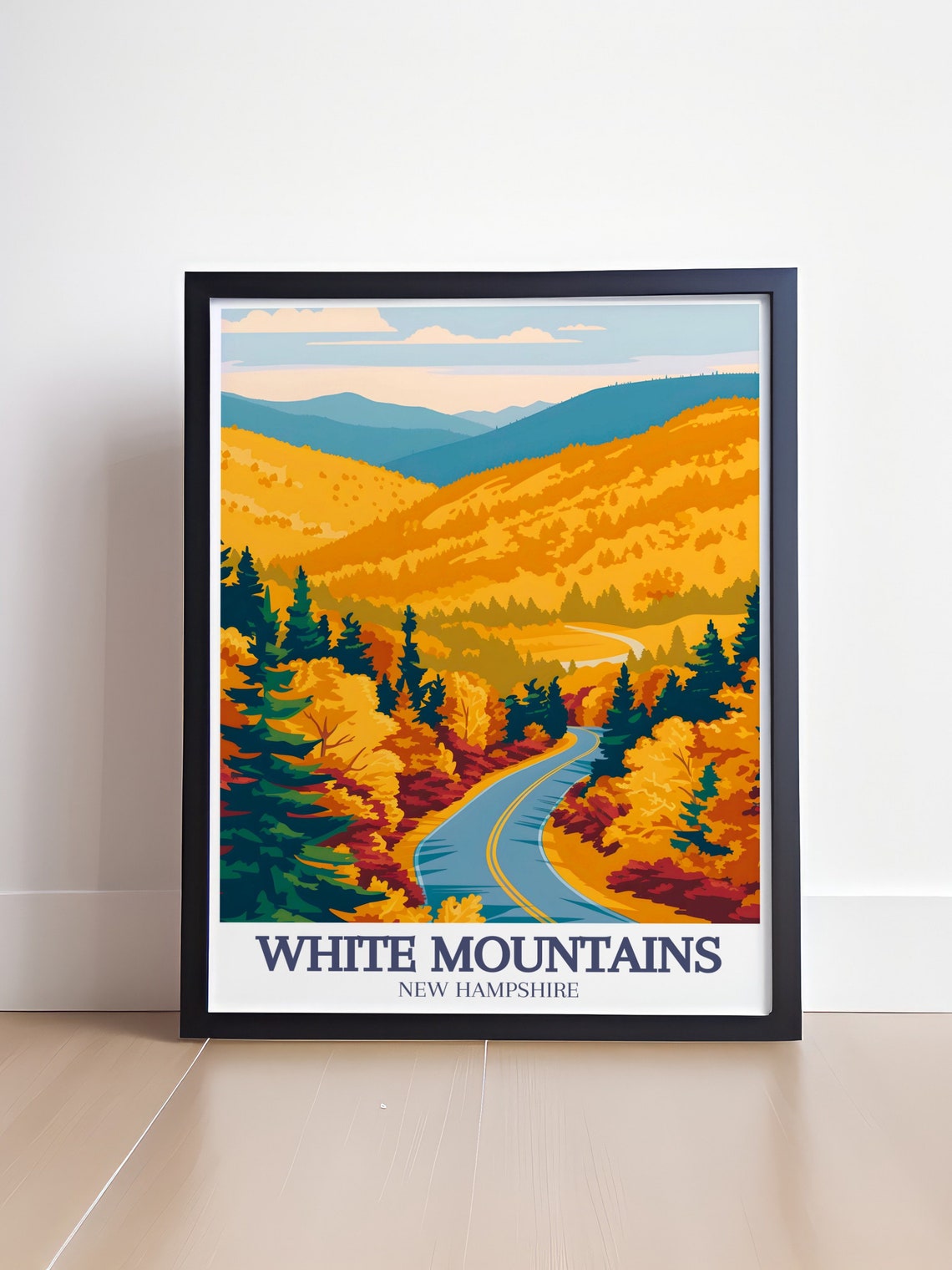 White Mountains Fall Foliage Winding Road New Hampshire Drive Poster - Image 4