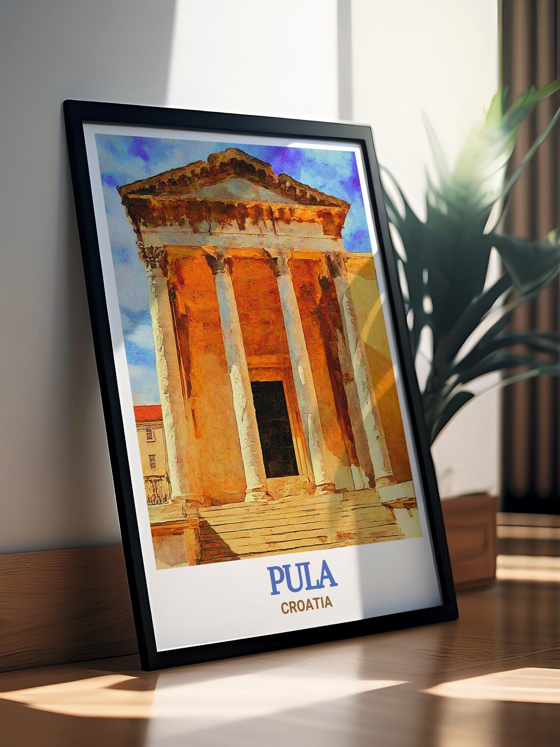 Pula Croatia Poster with Temple of Augustus in Watercolor Style - Image 3
