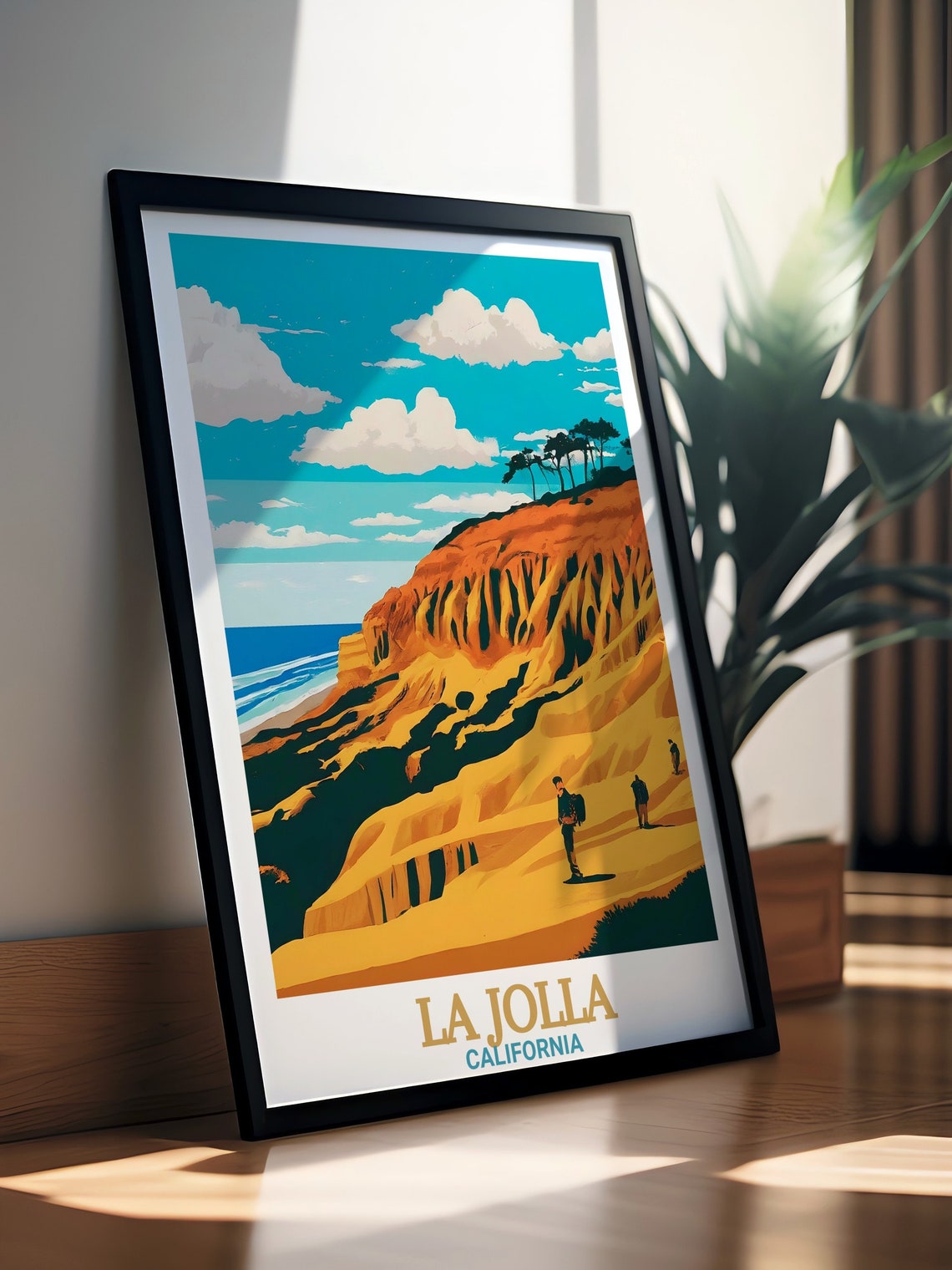 La Jolla Torrey Pines Golden Sandstone Cliffs And Hikers Trail Poster - Image 2