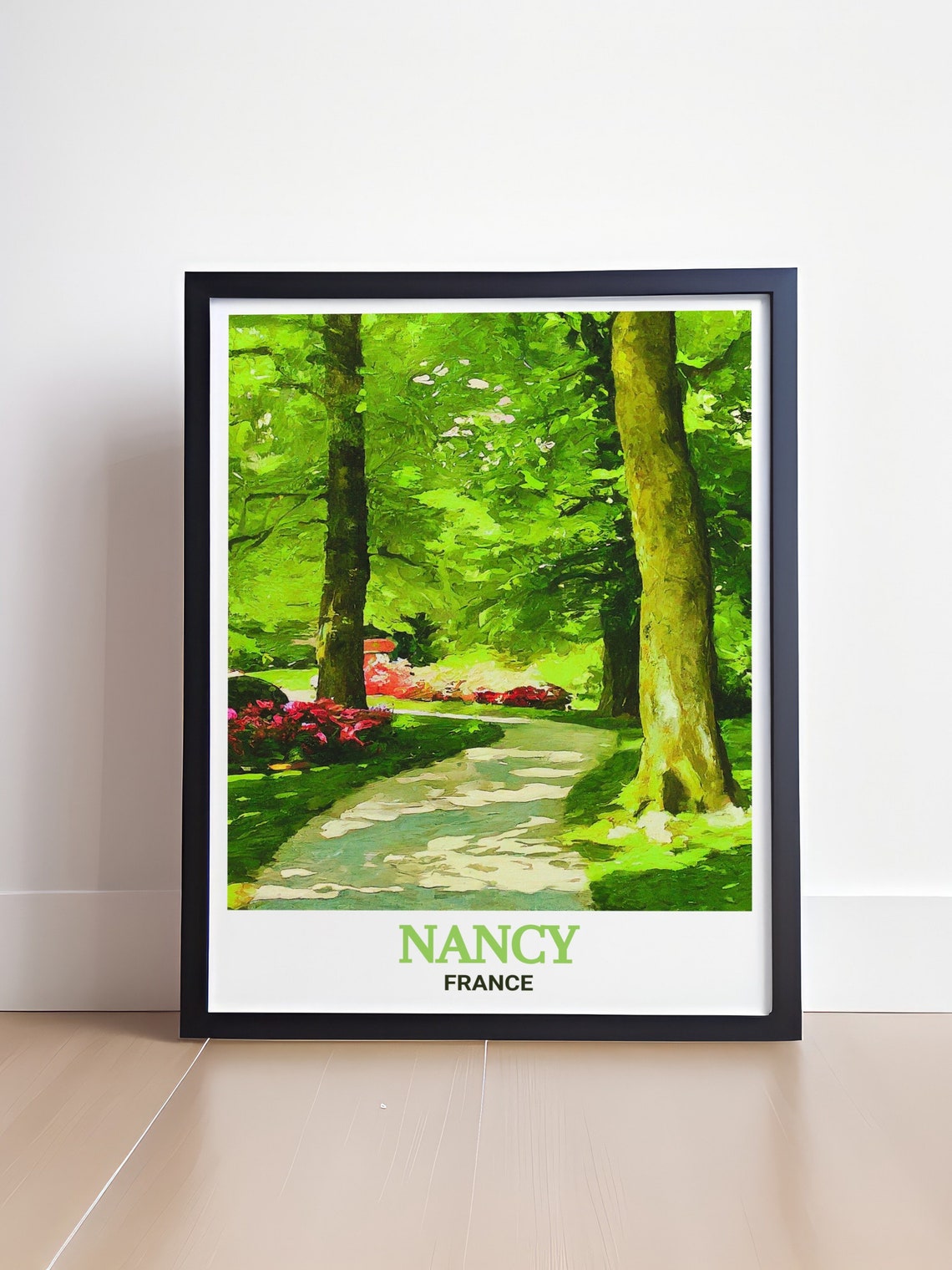 Nancy France Pepiniere Park Tree Lined Path Green Travel Poster - Image 4