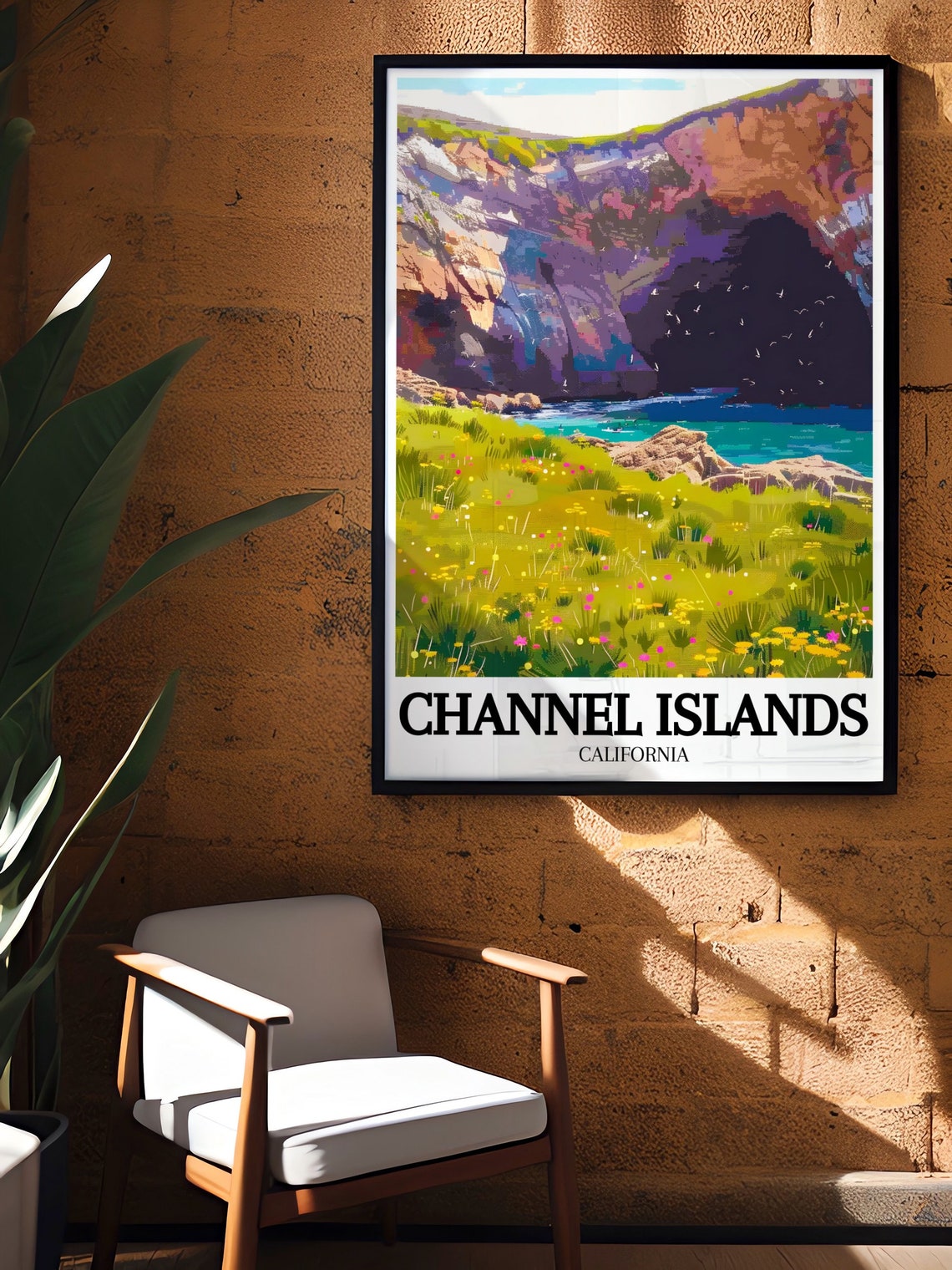 Channel Islands Painted Cave Sea Cliff California Travel Poster - Image 2