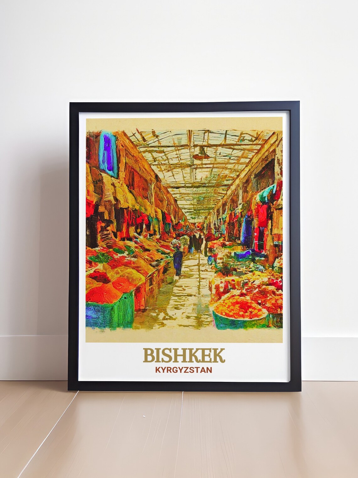 Bishkek Osh Bazaar Covered Market in Full Vibrant Color Poster - Image 4