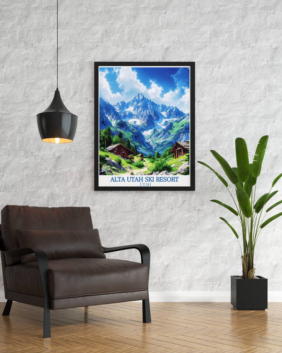 Alta Utah Ski Resort Snowy Alpine Cabins Winter Peaks Poster - Image 3