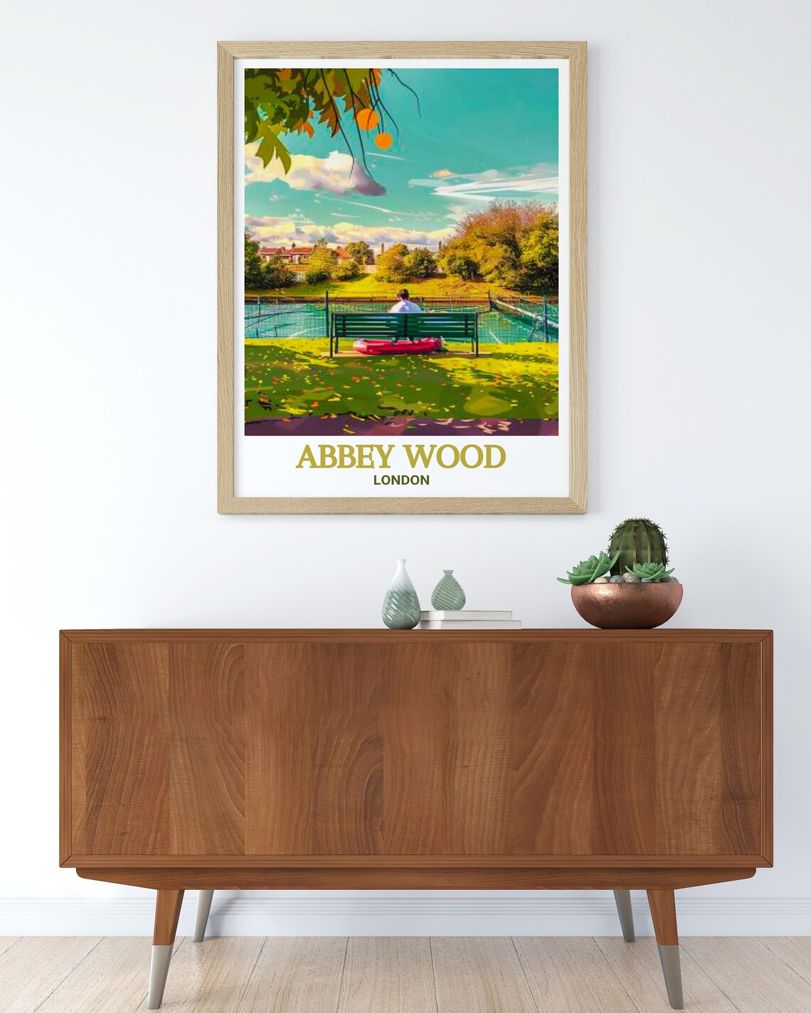 Abbey Wood London Park Bench Tennis Courts Autumn Travel Poster - Image 2