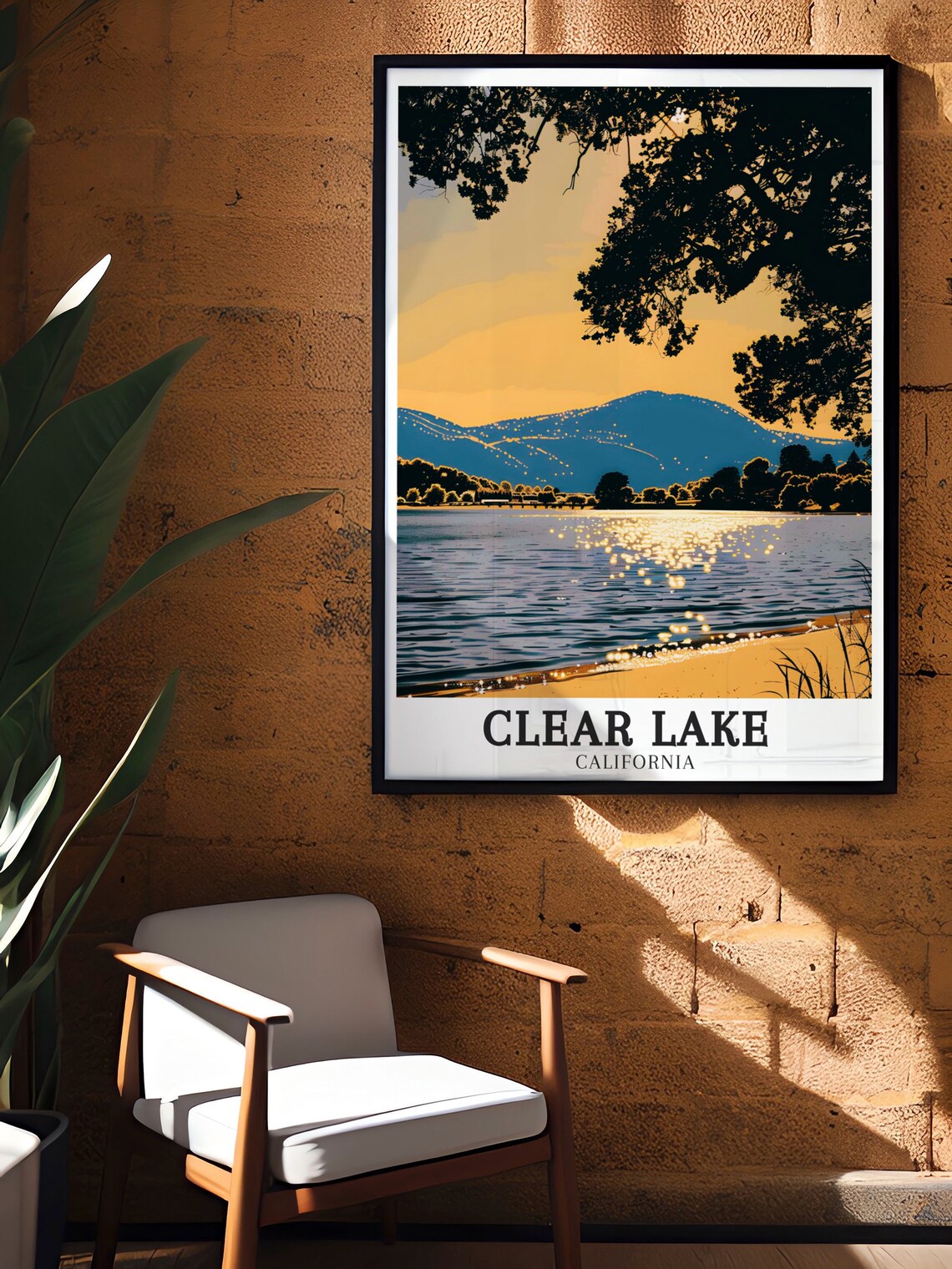 Clear Lake California Golden Sunset Over Mount Konocti Poster - Image 2