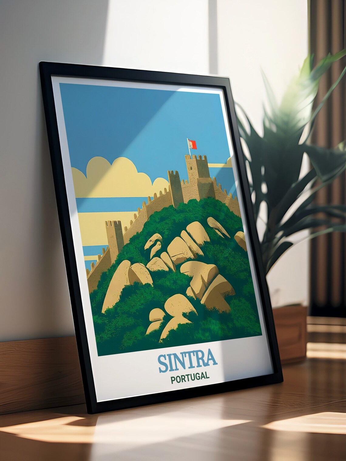 Sintra Portugal Moorish Castle Rocky Hill Vintage Travel Poster - Image 3