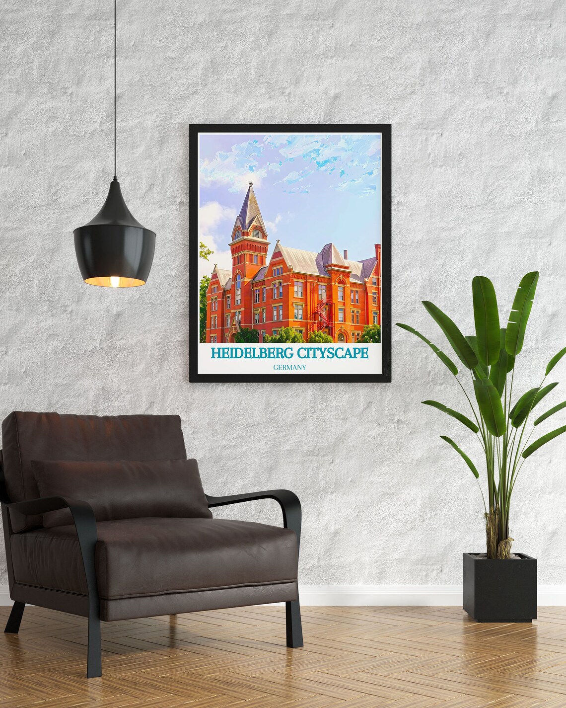 Heidelberg Germany Cityscape Poster Historic Red Brick Building View - Image 2
