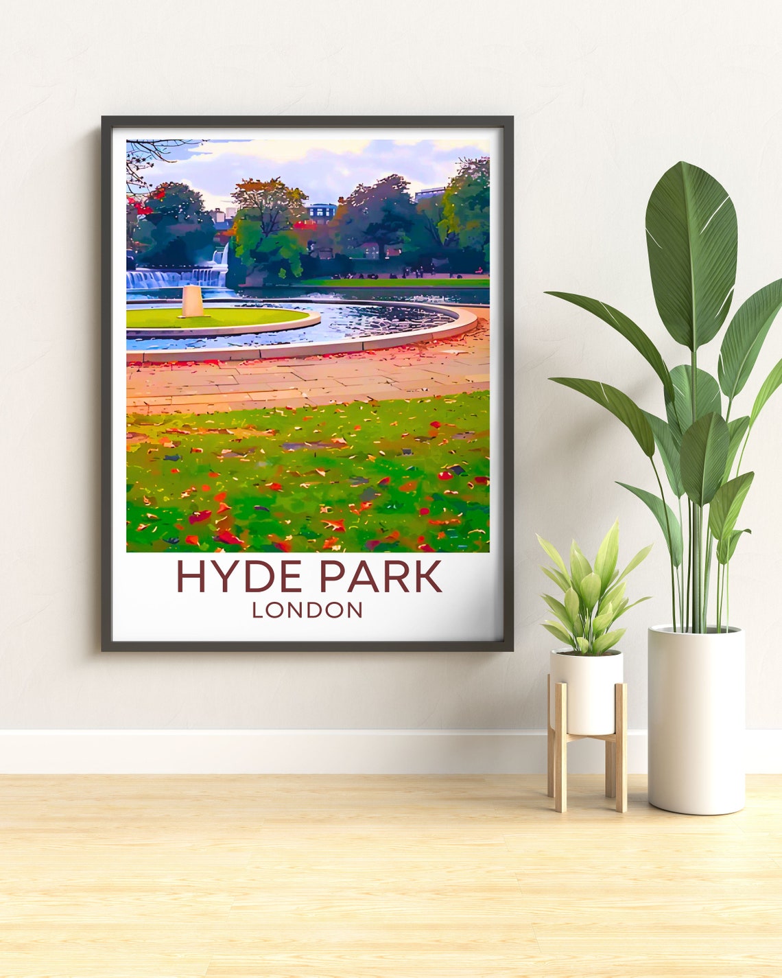 Hyde Park Travel Posters Diana Princess Of Wales Memorial Fountain Art Prints Kensington Gardens Travel Art - Image 2