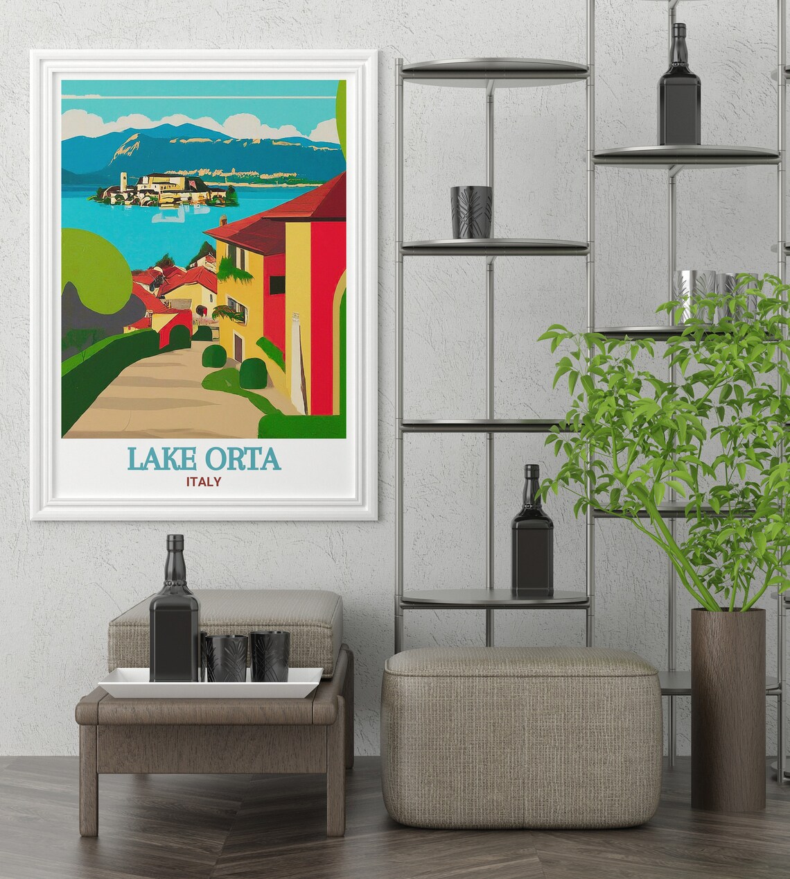 Lake Orta Colorful Village Lane Overlooking San Giulio Island Poster - Image 3
