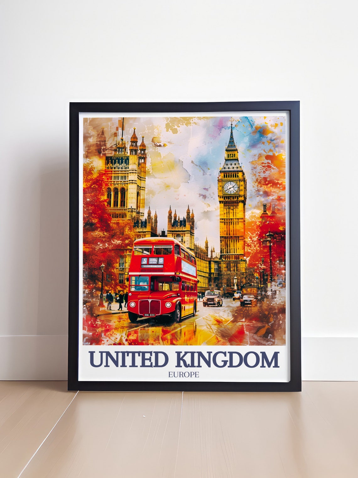 United Kingdom Print Big Ben Travel Poster London Art Prints Big Ben And Parliament Wall Art London Travel Posters - Image 4