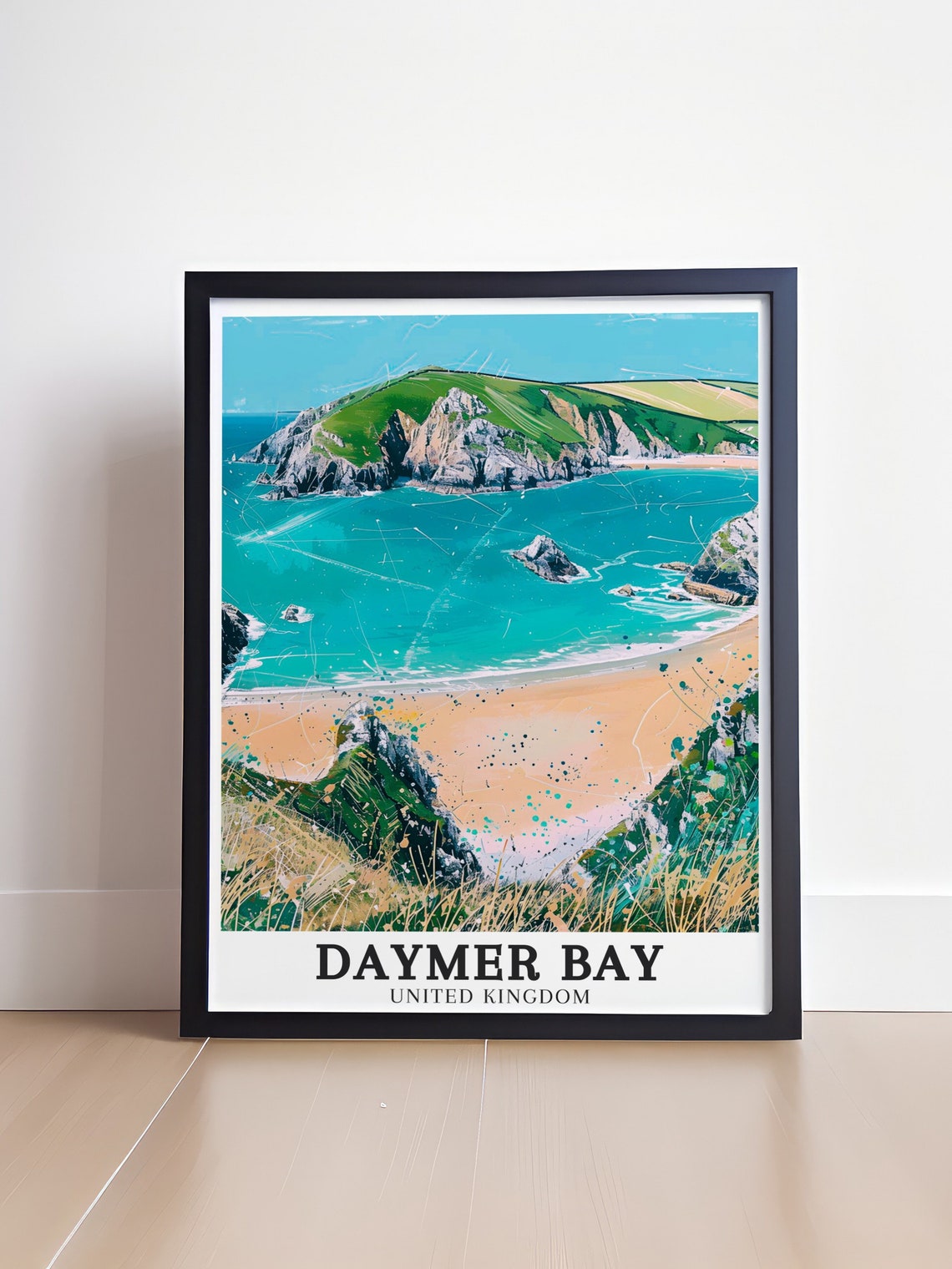 Daymer Bay Rocky Headland Cove Cornwall Coast Vintage Travel Poster - Image 4