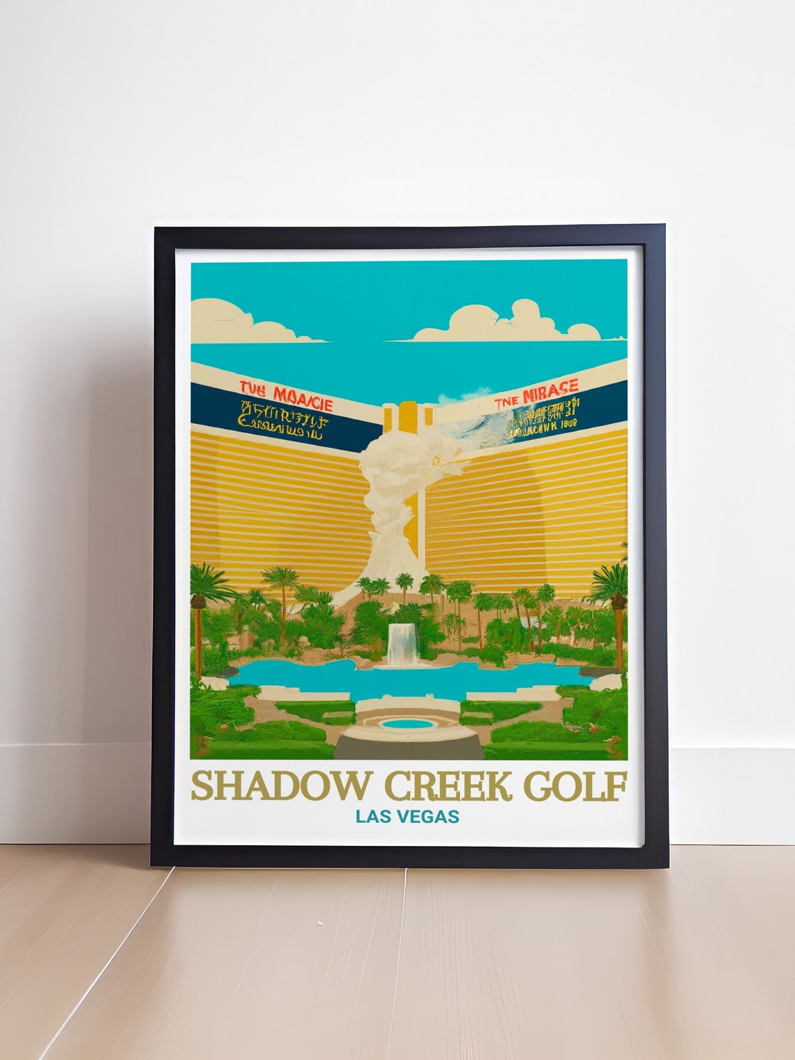 Shadow Creek Golf Las Vegas Mirage Volcano Retro Style Travel Poster - Image 4