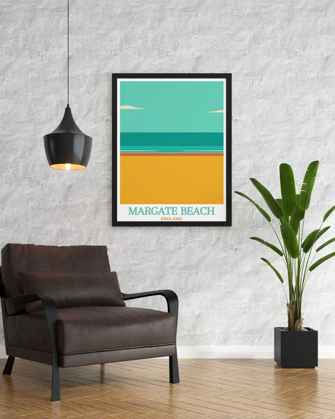 Margate Beach England Minimalist Abstract Golden Sand Sea Poster - Image 3