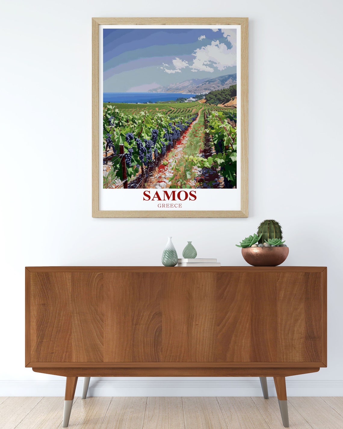 Samos Greece Vineyard Rows Aegean Sea Coast Harvest Season Poster - Image 3