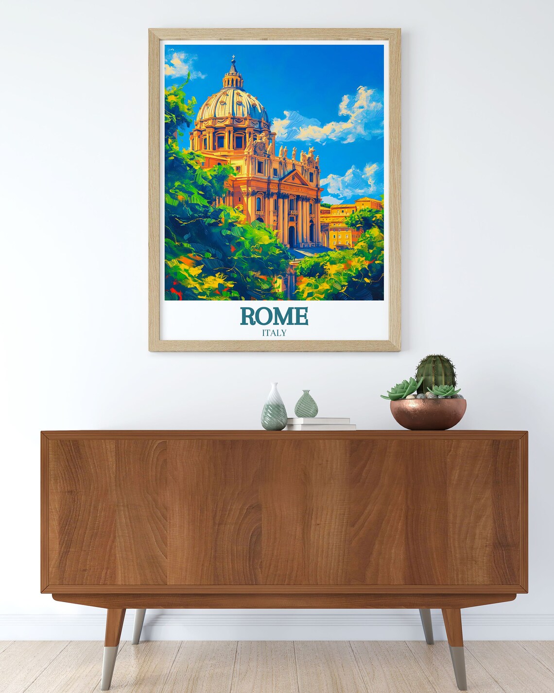 Rome Italy St Peters Basilica Dome Behind Trees Travel Poster - Image 2