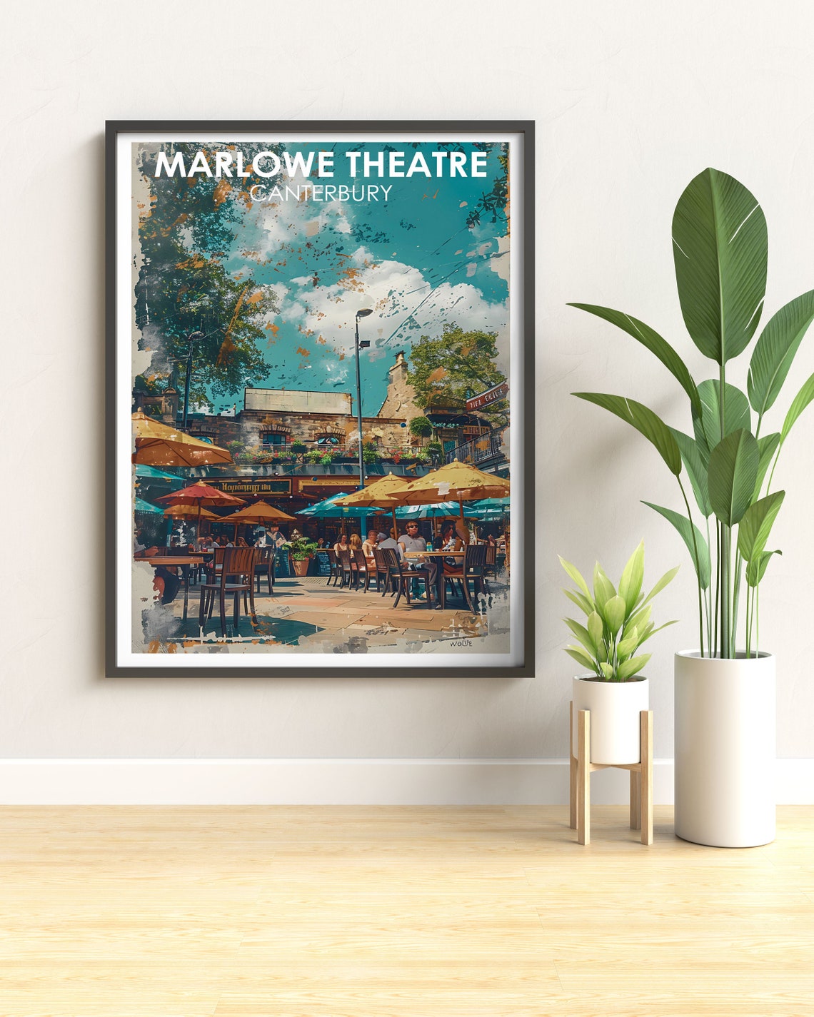Marlowe Theatre Canterbury Vintage Outdoor Cafe Scene Poster - Image 2