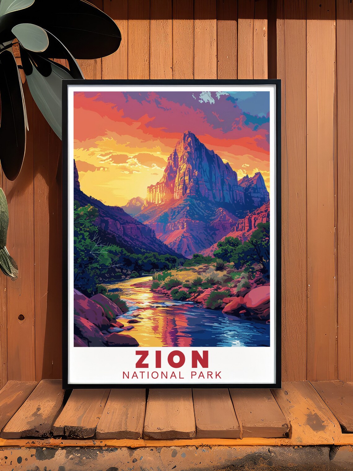 Zion National Park Watchman River Sunset Colors Travel Poster - Image 3