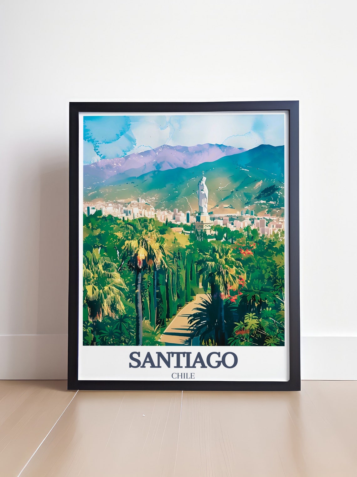 Santiago Chile Cerro San Cristobal Virgin Mary Statue Poster - Image 4