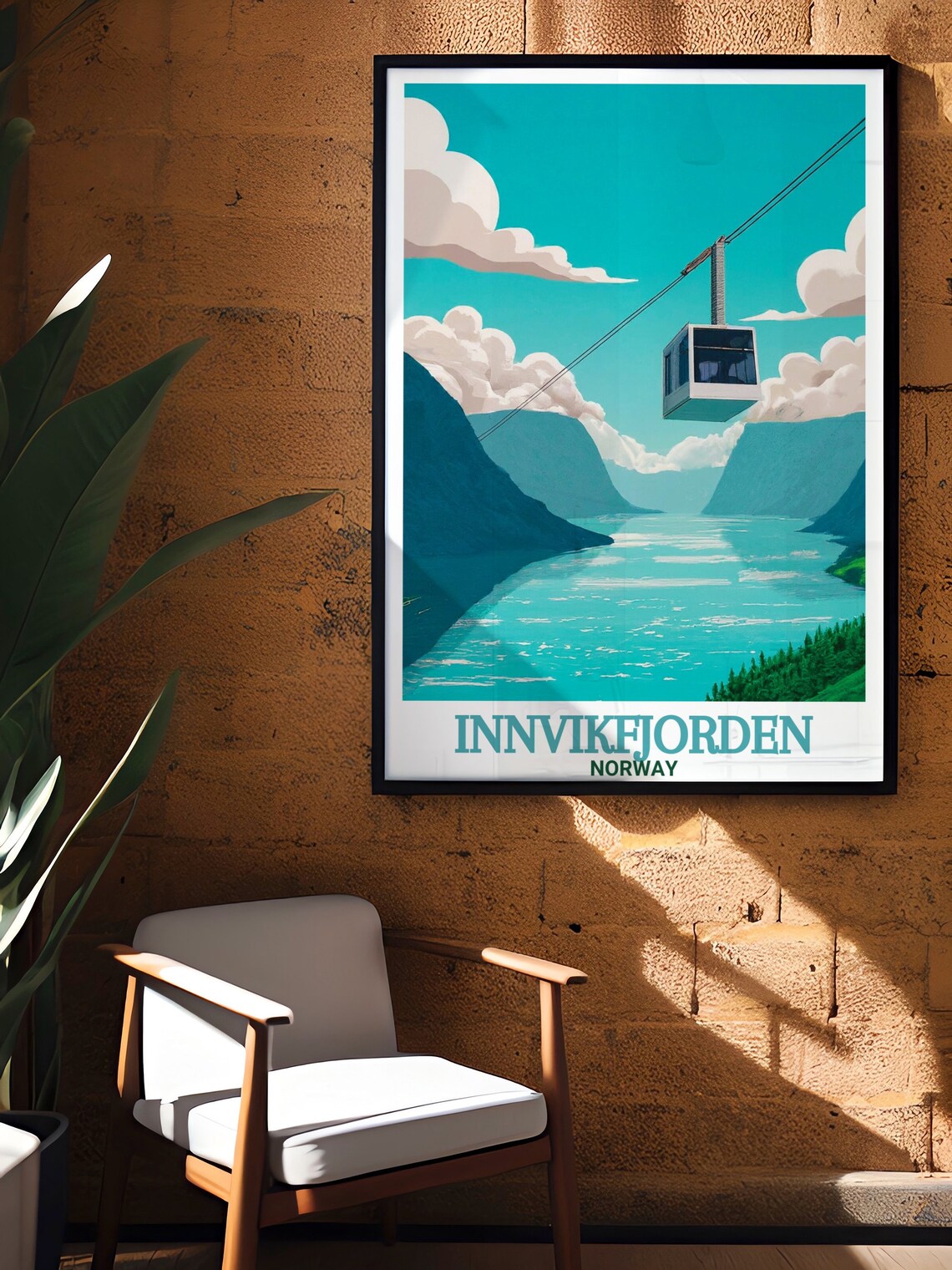 Innvikfjorden Norway Loen Skylift Cable Car Fjord View Travel Poster - Image 2