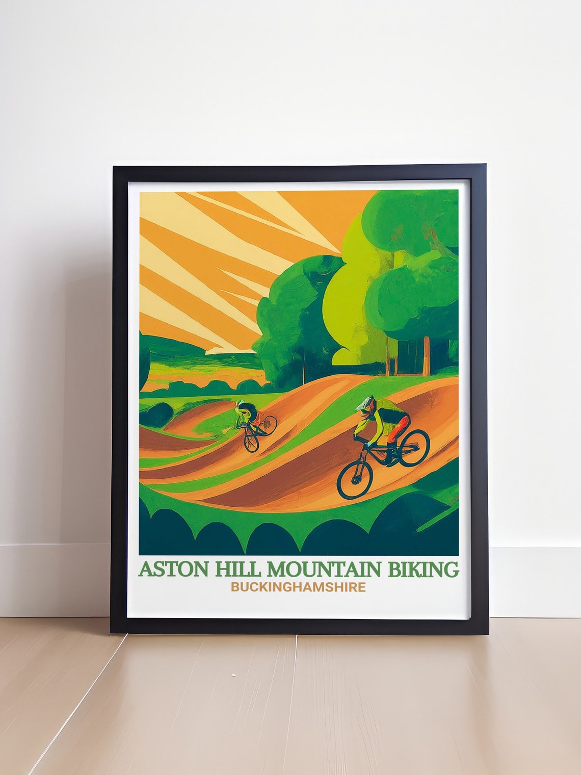 Aston Hill Mountain Biking Two Riders Sunset Flow Trail Poster - Image 4