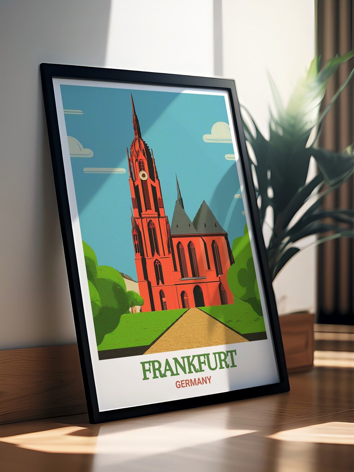 Frankfurt St Bartholomew Cathedral Red Gothic Church Travel Poster - Image 3