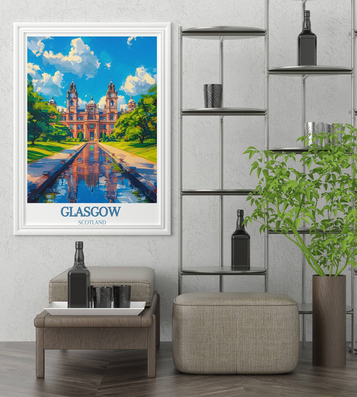 Glasgow Scotland Twin Towers Canal Reflection City Art Poster - Image 4