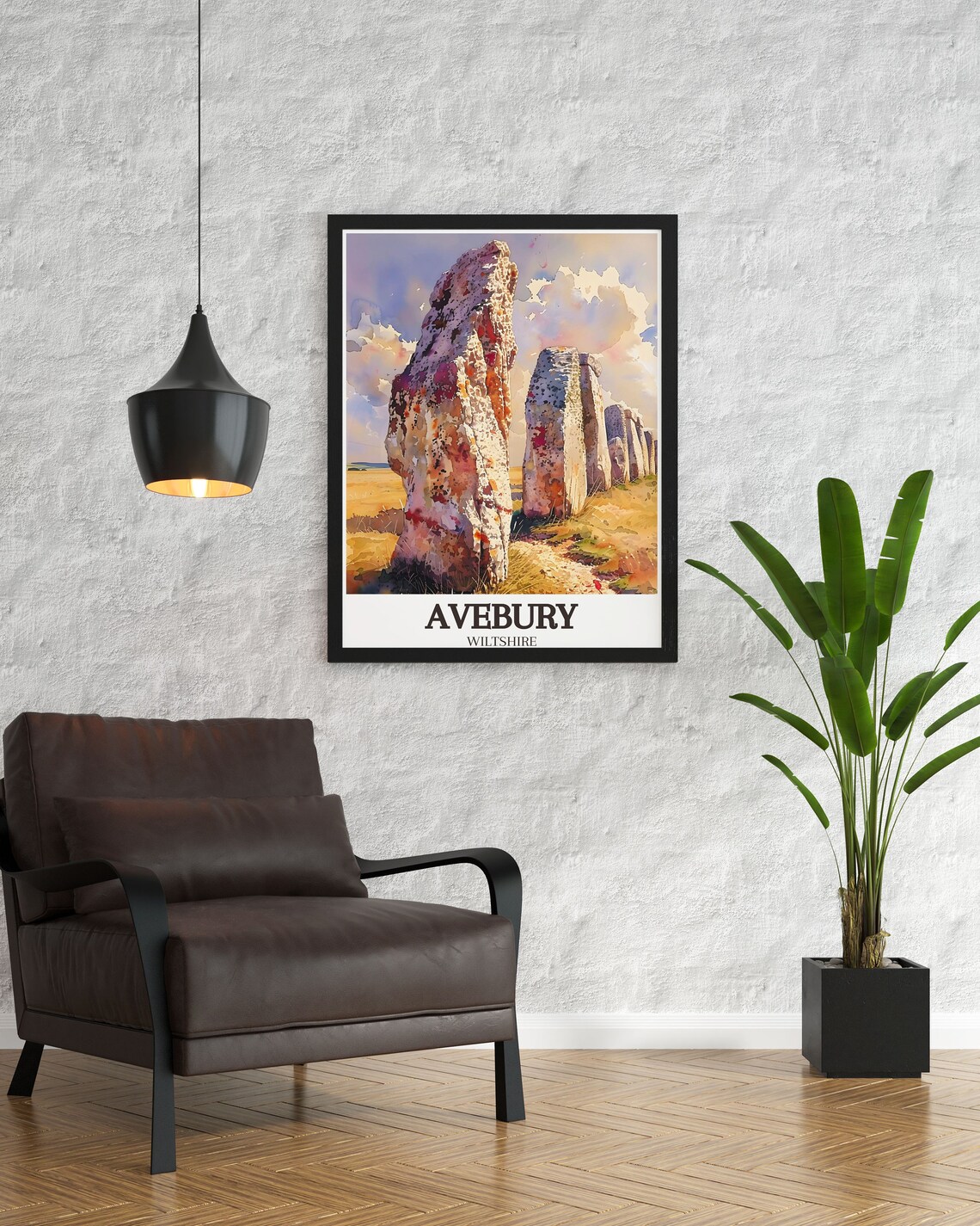 Avebury Stone Circle Watercolor Megalith Stones Travel Poster - Image 3