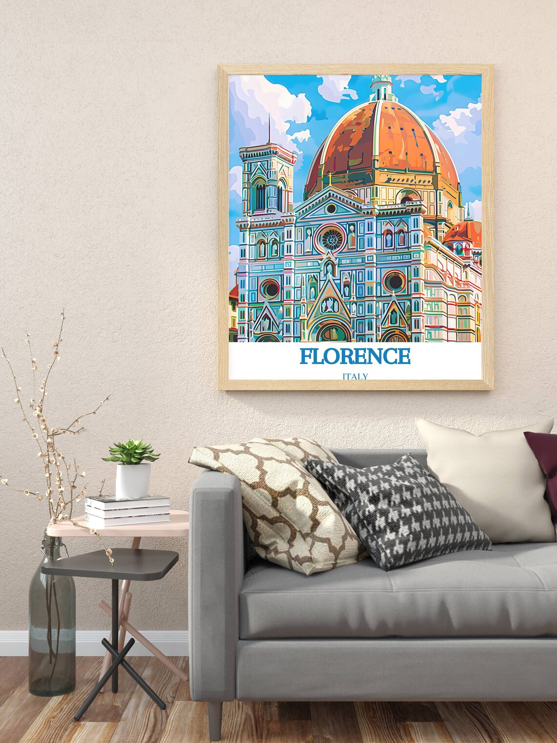 Florence Duomo Red Dome Colorful Italy Cathedral Art Travel Poster - Image 3