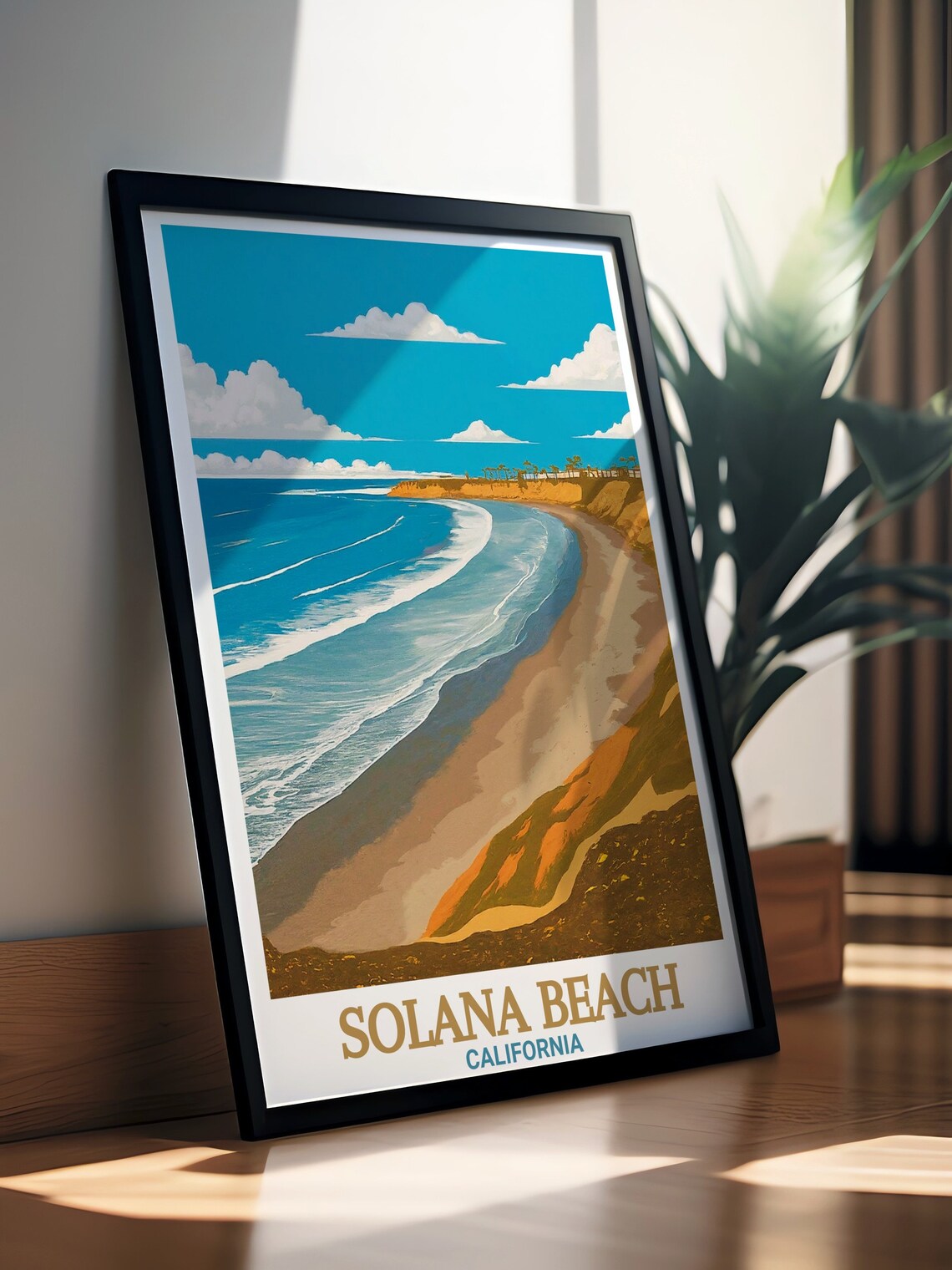 Solana Beach California Fletcher Cove Golden Sands Beach Travel Poster - Image 2