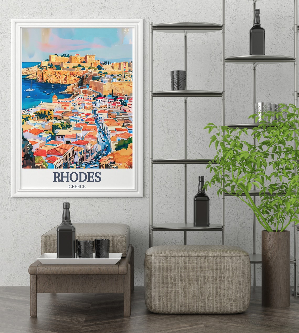 Rhodes Wall Art Palace Of The Grand Master Poster Old Town Of Rhodes Art And Travel Poster Greece Travel Gifts And Decor - Image 2