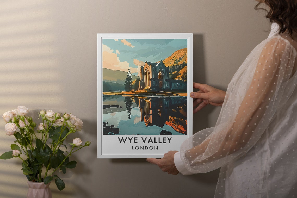 Wye Valley Tintern Abbey Ruins With River Reflections Poster - Image 3