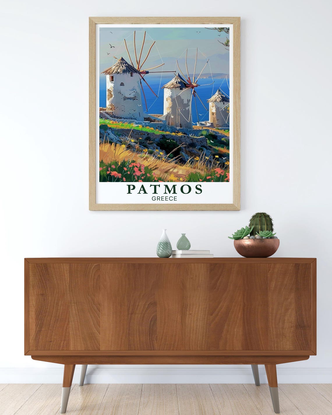 Patmos Poster Print Windmills Of Patmos Print Patmos Home Decor Windmills Of Patmos Art Patmos Art Print Greece Living Room Decor - Image 4