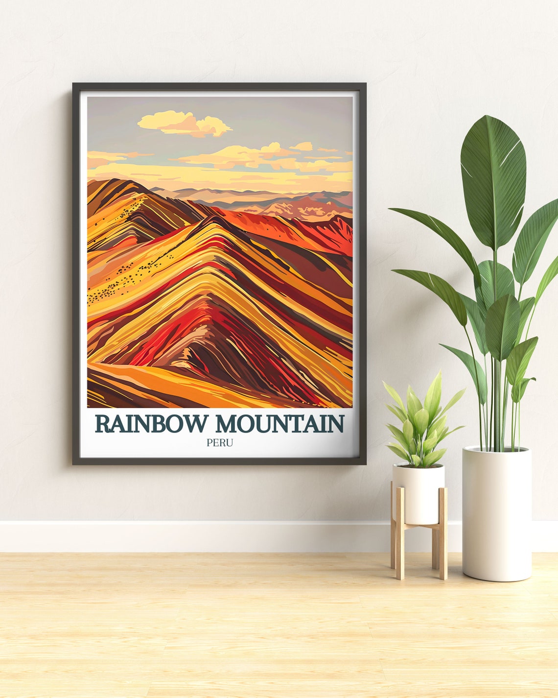 Rainbow Mountain Striped Ridges Red Valley Peru Travel Poster - Image 3