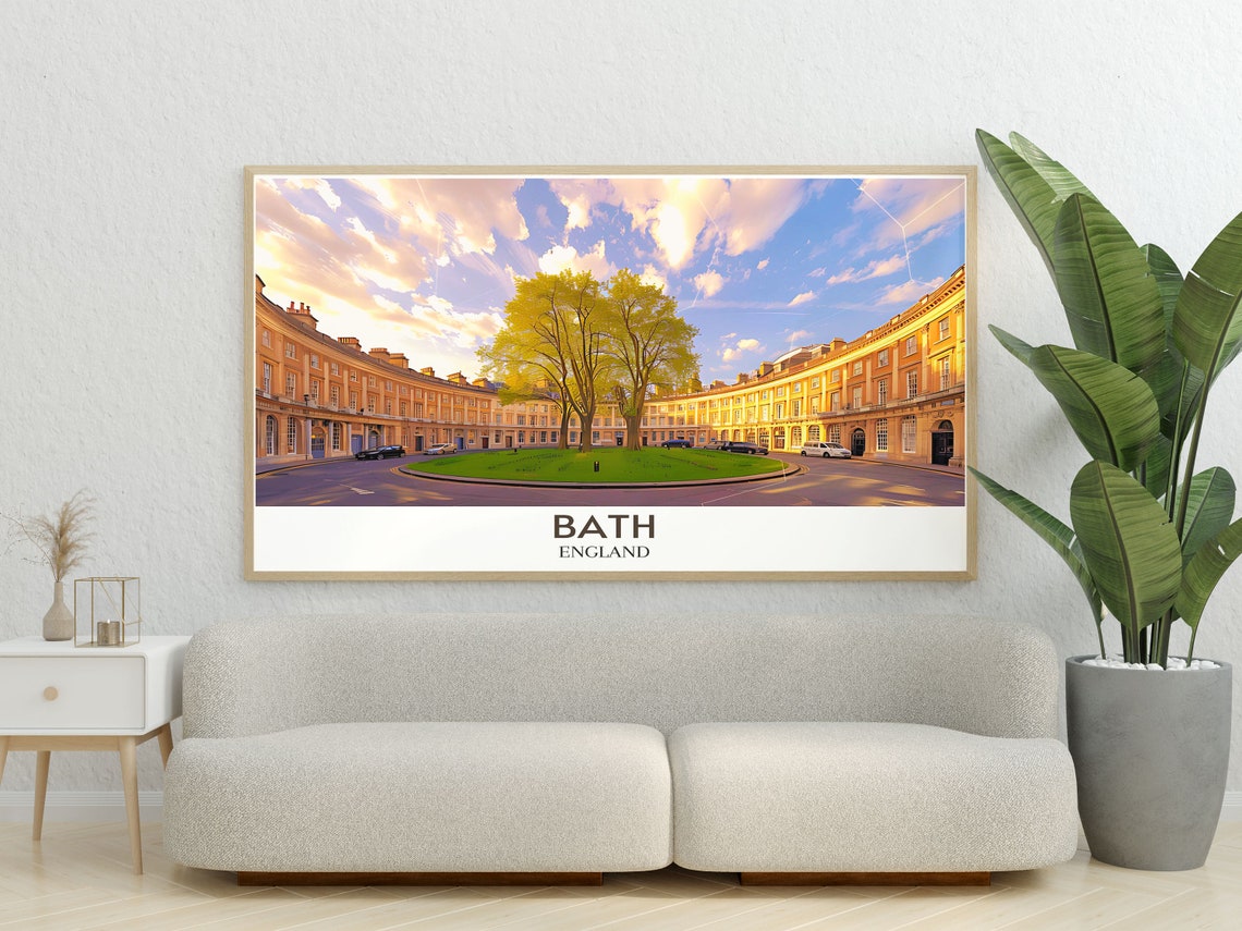 Bath England Royal Crescent Circus Golden Hour Cityscape Poster - Image 3