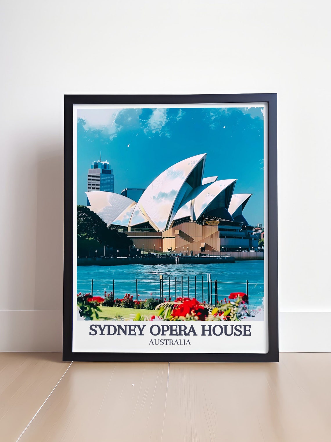 Sydney Opera House Botanic Garden Red Flower View Travel Poster - Image 4