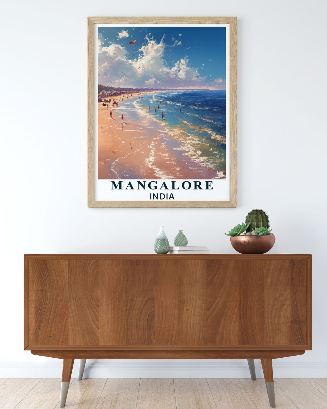 Mangalore India Golden Sand Beach Waves Kites Coastal Travel Poster - Image 2