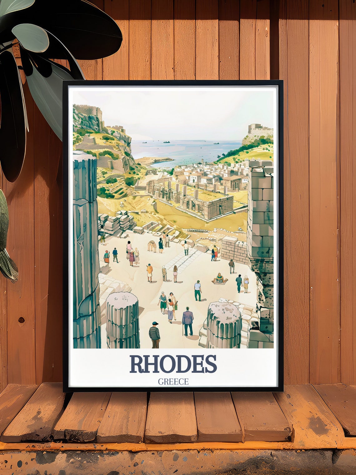 Rhodes Acropolis Of Lindos Ancient Columns Sea View Greece Poster - Image 3