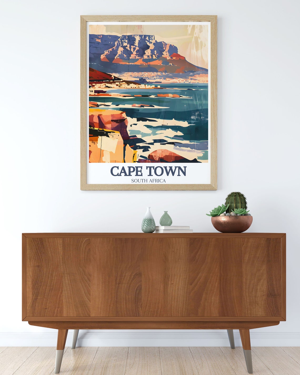 Cape Town South Africa Table Mountain Rocky Surf Coast Scene Poster - Image 3