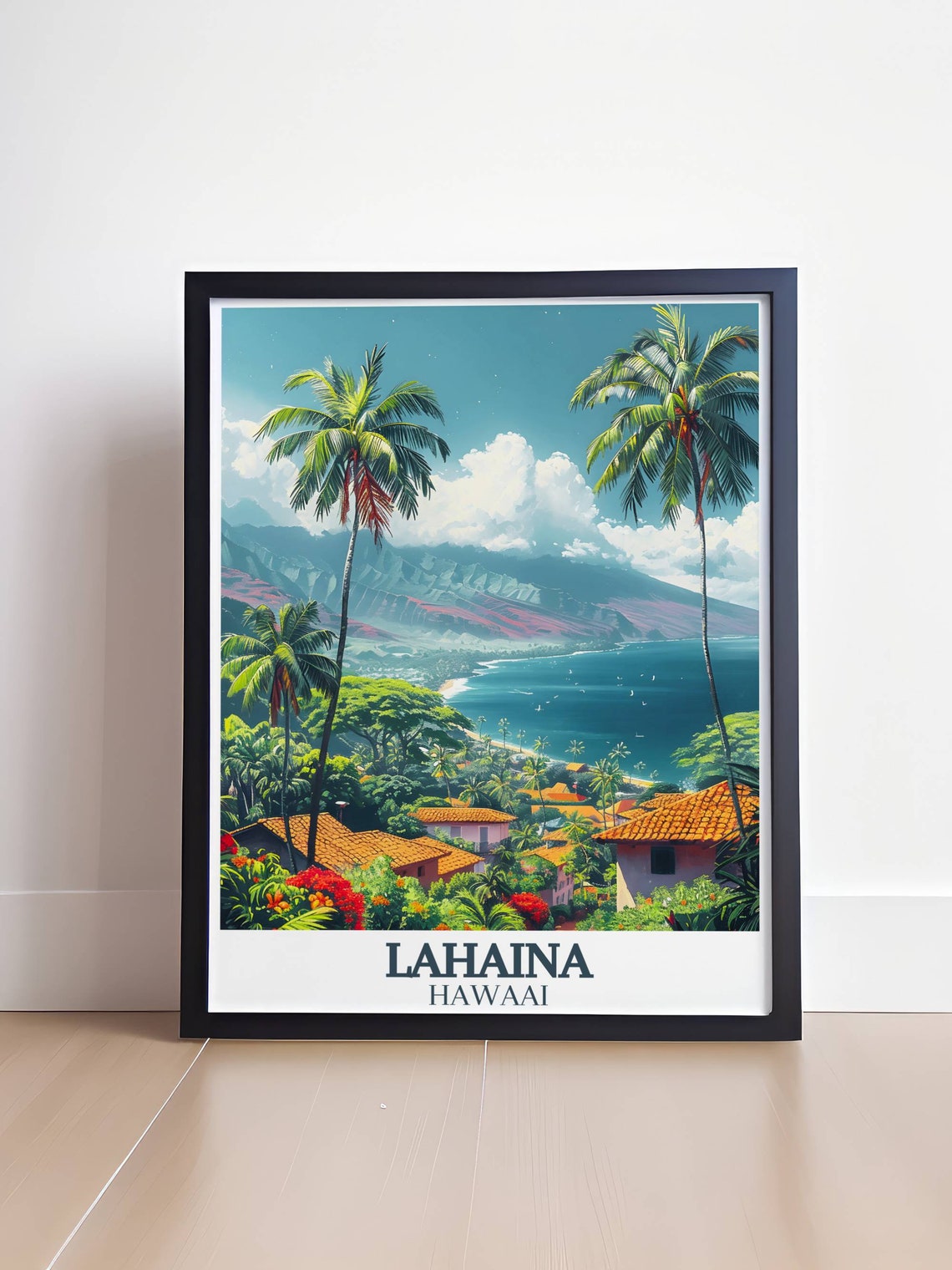 Lahaina Hawaii Tropical Coast Palm Trees Daytime View Poster - Image 4