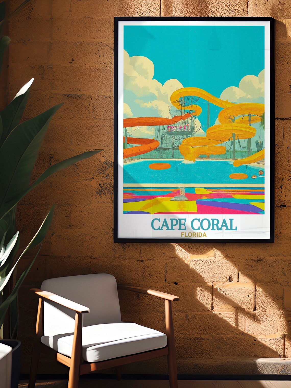Sun Splash Family Waterpark Colorful Slides Cape Coral Travel Poster - Image 3