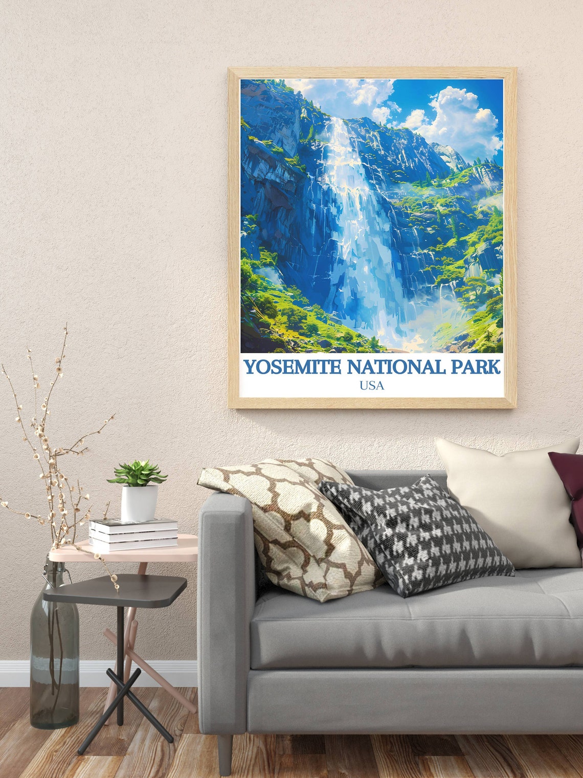 Yosemite National Park USA Tall Waterfall Granite Cliffs View Poster - Image 2