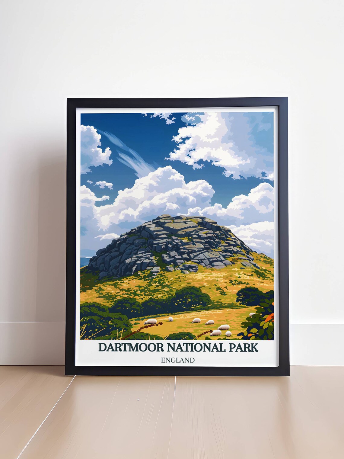 Dartmoor National Park England Rocky Tor Sheep Meadow Poster - Image 4