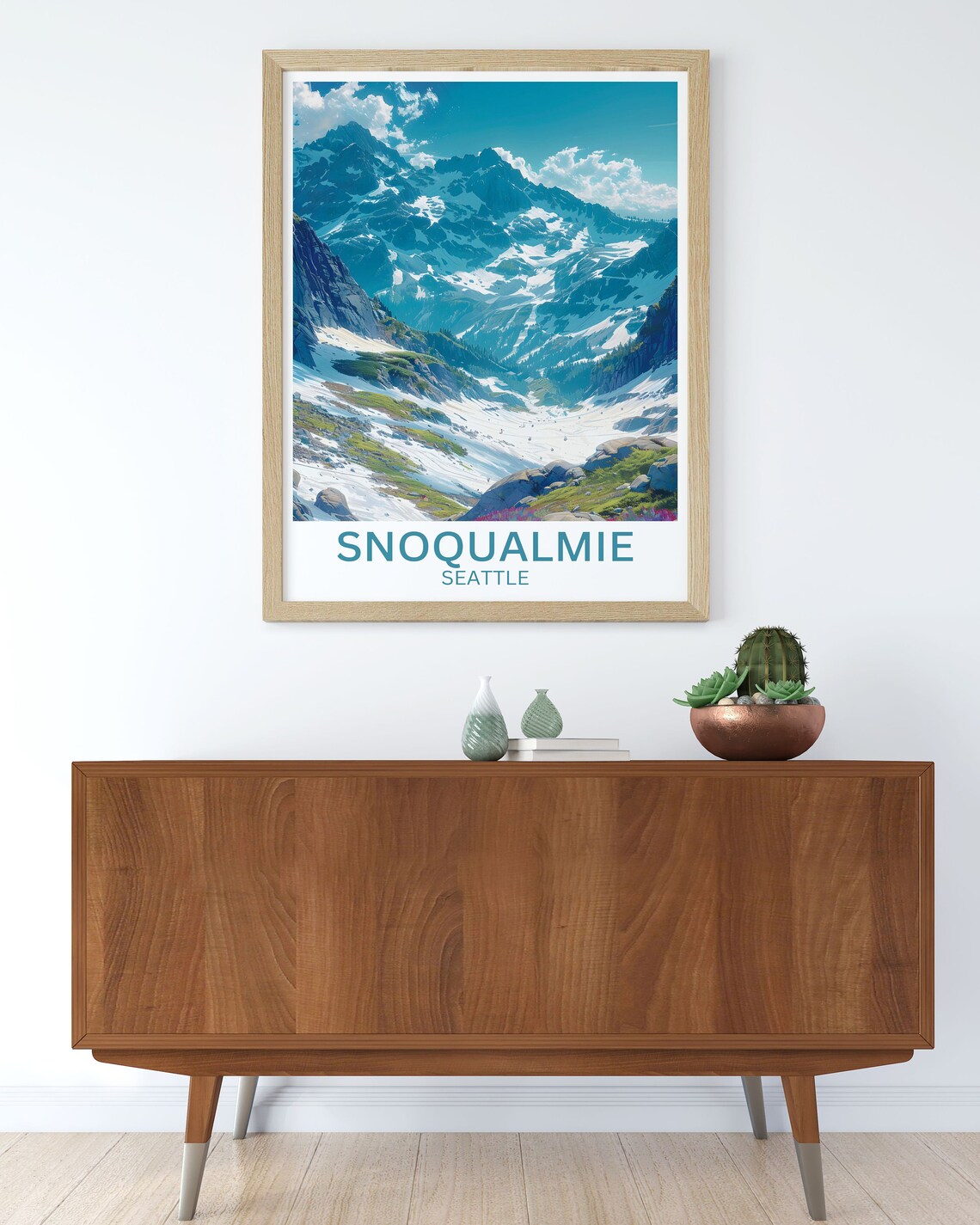 Snoqualmie Washington Jagged Peaks Alpine Meadow Summer Poster - Image 3